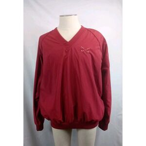 Vintage Izod Golf Windbreaker Jacket Men's Size Large Red V- Neck Pullover Coat